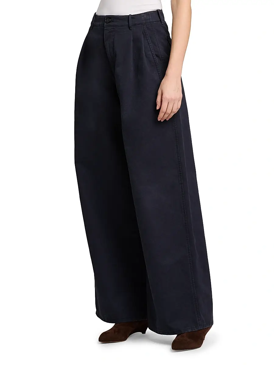 Jil Sander Women's Cotton Crease-Front Wide-Leg Trousers | Thumbnail 4 Jil Sander Women's Cotton Crease-Front Wide-Leg Trousers | Thumbnail 4