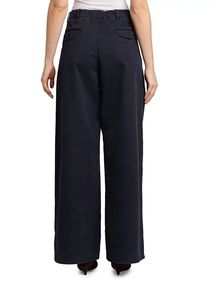 Jil Sander Women's Cotton Crease-Front Wide-Leg Trousers | Thumbnail 5 Jil Sander Women's Cotton Crease-Front Wide-Leg Trousers | Thumbnail 5