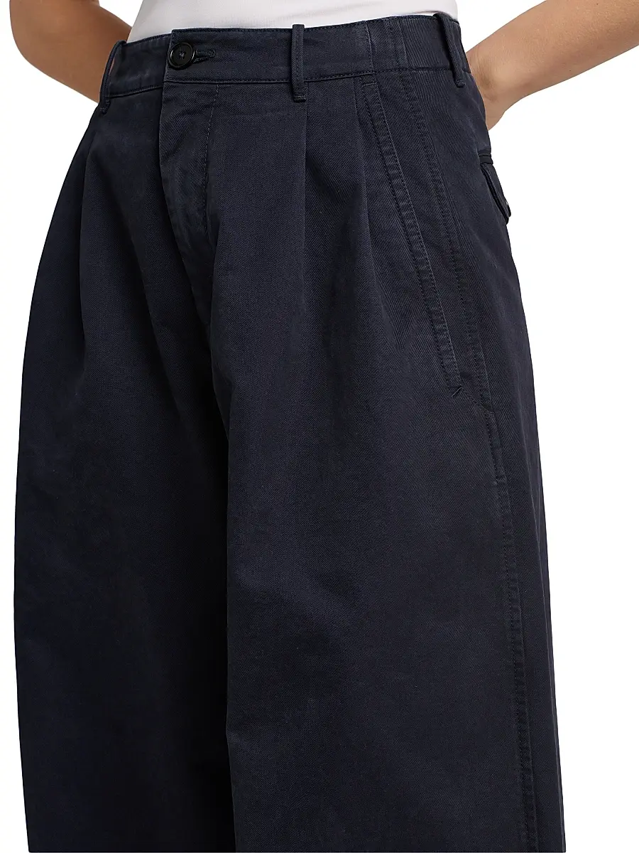 Jil Sander Women's Cotton Crease-Front Wide-Leg Trousers | Thumbnail 6 Jil Sander Women's Cotton Crease-Front Wide-Leg Trousers | Thumbnail 6