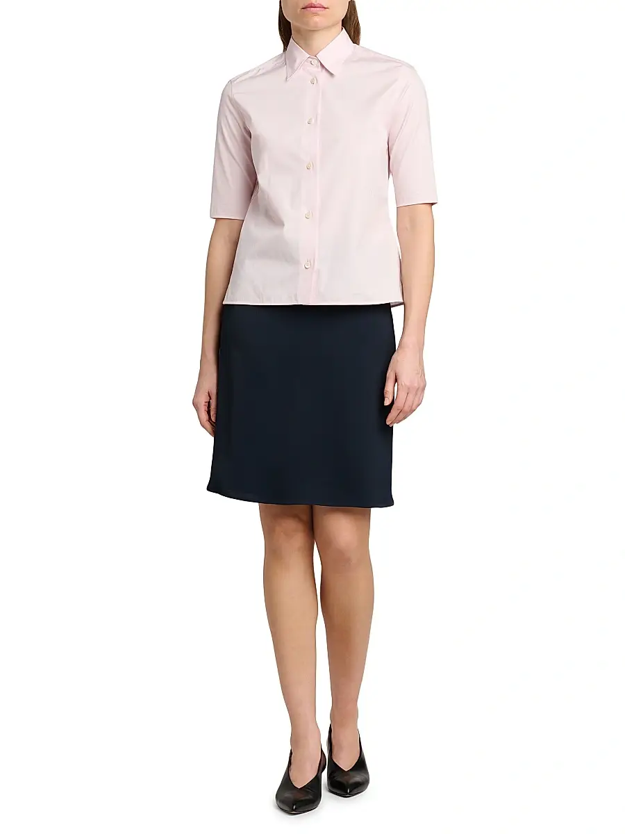 Jil Sander Women's Cotton Poplin Short-Sleeve Shirt | Thumbnail 2 Jil Sander Women's Cotton Poplin Short-Sleeve Shirt | Thumbnail 2