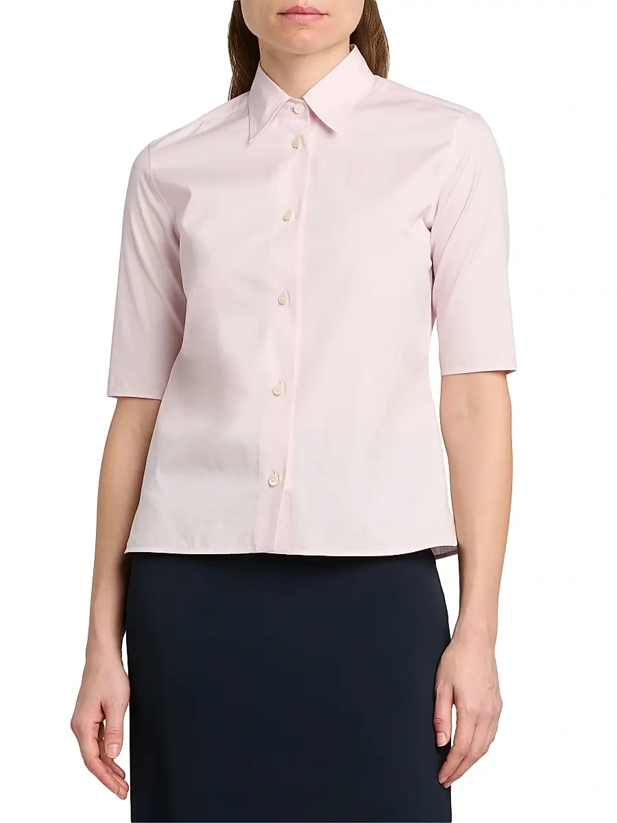 Jil Sander Women's Cotton Poplin Short-Sleeve Shirt | Thumbnail 3 Jil Sander Women's Cotton Poplin Short-Sleeve Shirt | Thumbnail 3