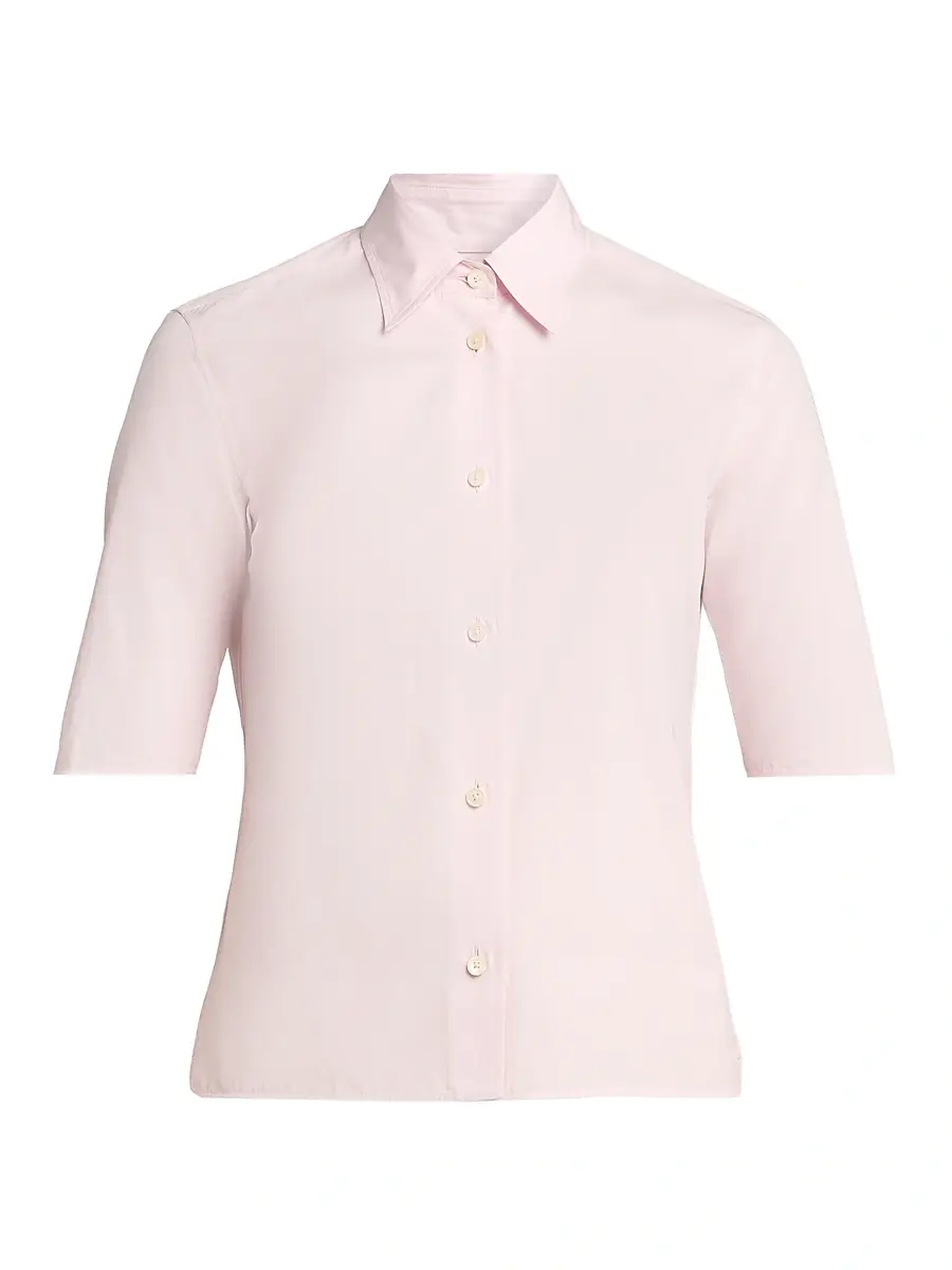 Jil Sander Women's Cotton Poplin Short-Sleeve Shirt - Rose - Size 8 | Image 1 Jil Sander Women's Cotton Poplin Short-Sleeve Shirt - Rose - Size 8 | Image 1