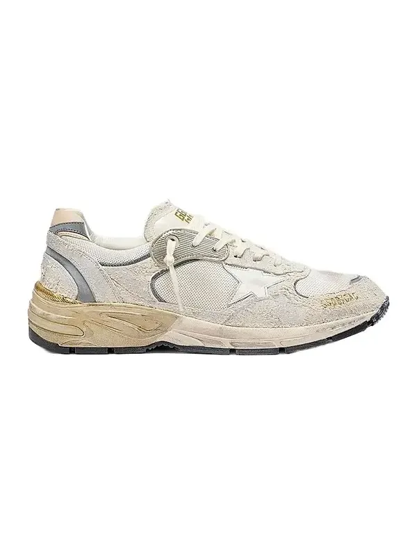 Men's Distressed Mesh-Leather Low-Top Running Sneakers Men's Distressed Mesh-Leather Low-Top Running Sneakers