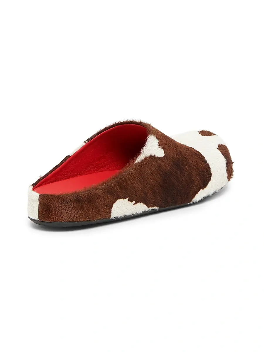 Marni Men's Fussbett Cow-Print Calf Hair Sabots | Thumbnail 3 Marni Men's Fussbett Cow-Print Calf Hair Sabots | Thumbnail 3