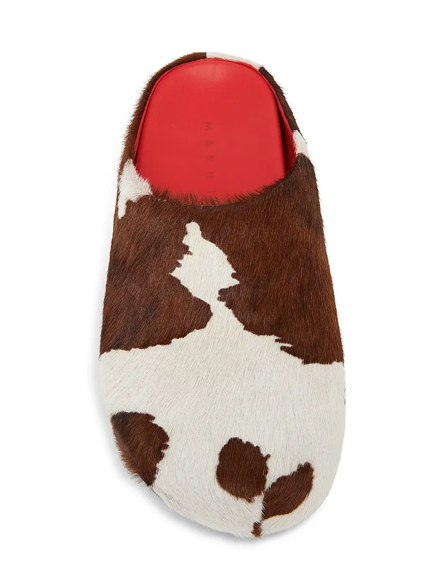 Marni Men's Fussbett Cow-Print Calf Hair Sabots | Thumbnail 4 Marni Men's Fussbett Cow-Print Calf Hair Sabots | Thumbnail 4