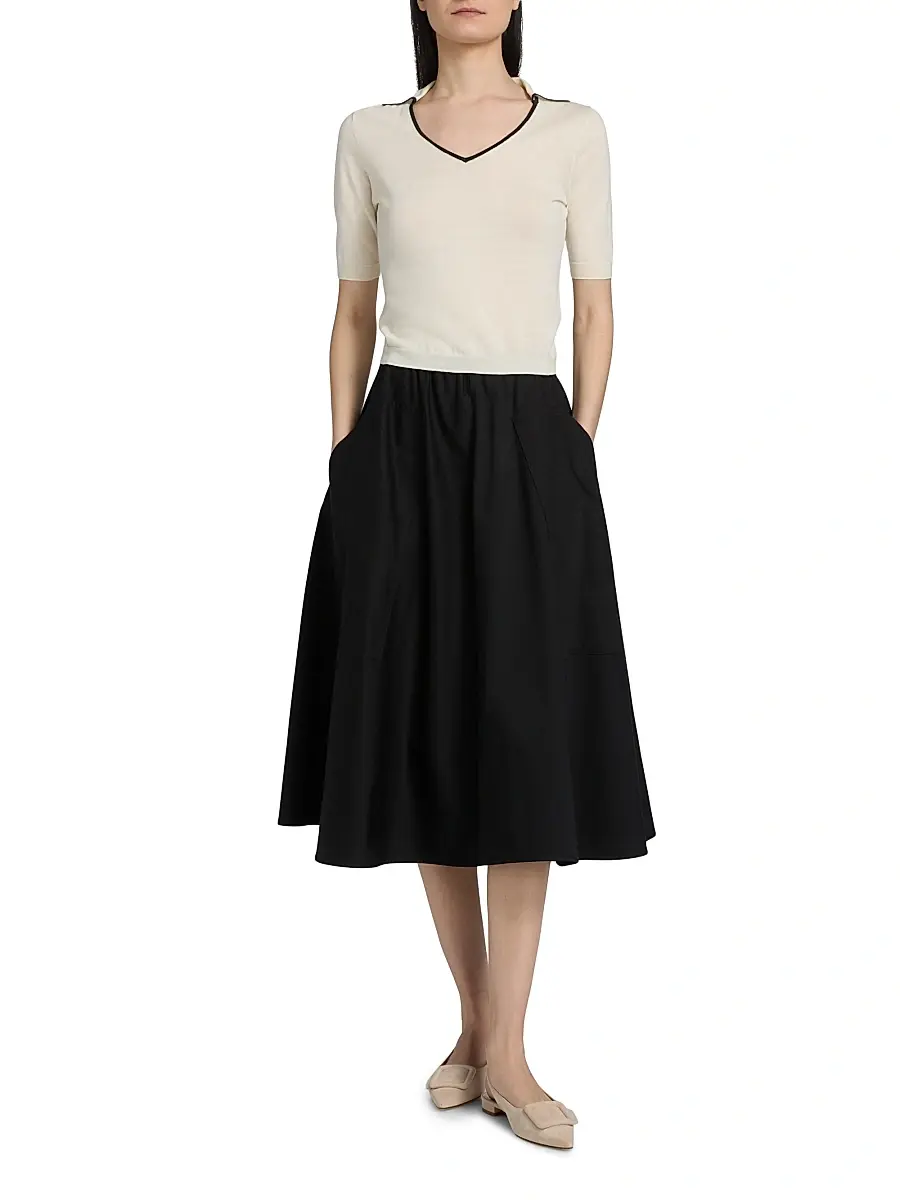 Vince Women's Pocket Full Cotton Midi-Skirt | Thumbnail 2 Vince Women's Pocket Full Cotton Midi-Skirt | Thumbnail 2
