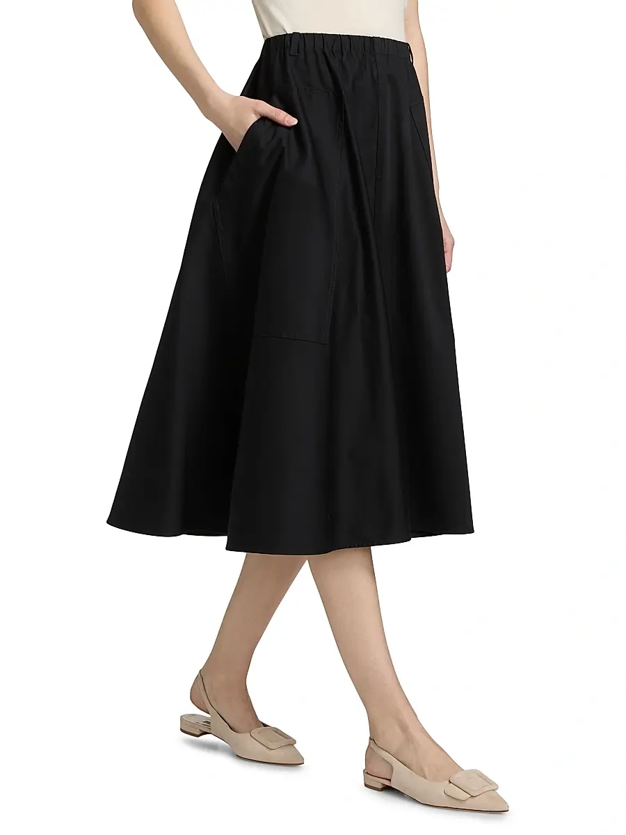 Vince Women's Pocket Full Cotton Midi-Skirt | Thumbnail 4 Vince Women's Pocket Full Cotton Midi-Skirt | Thumbnail 4