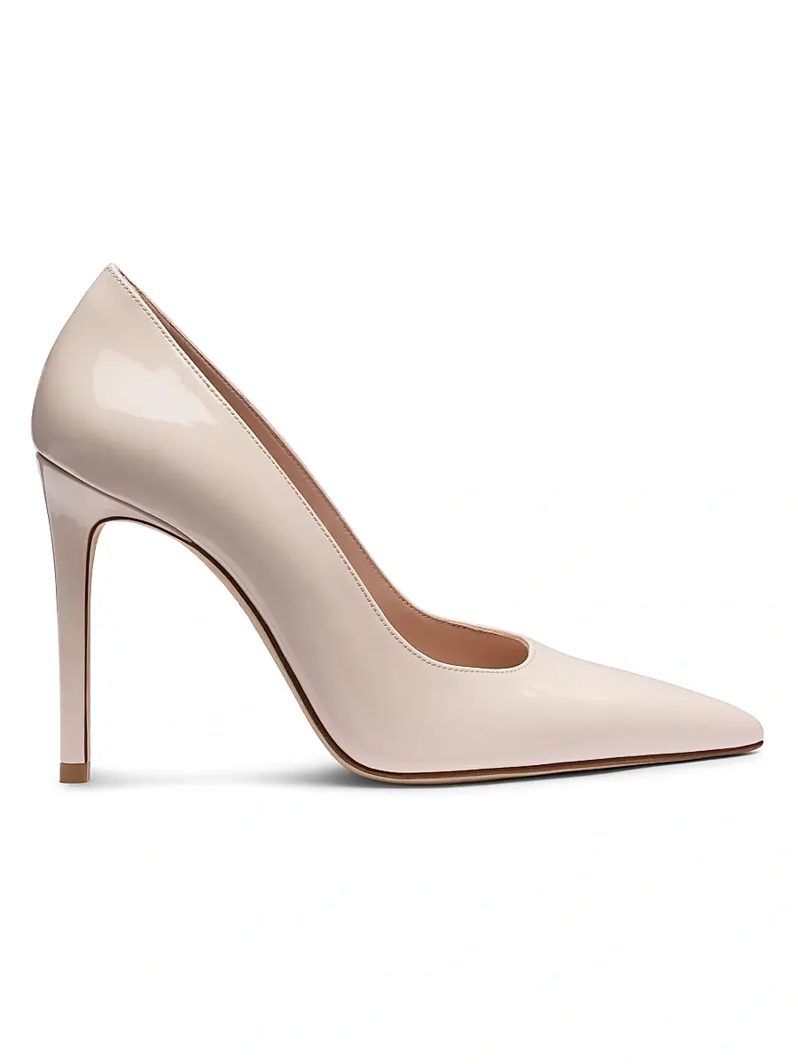 Stuart Weitzman Women's Power 100MM Patent Leather Pumps - Cream | Image 1 Stuart Weitzman Women's Power 100MM Patent Leather Pumps - Cream | Image 1