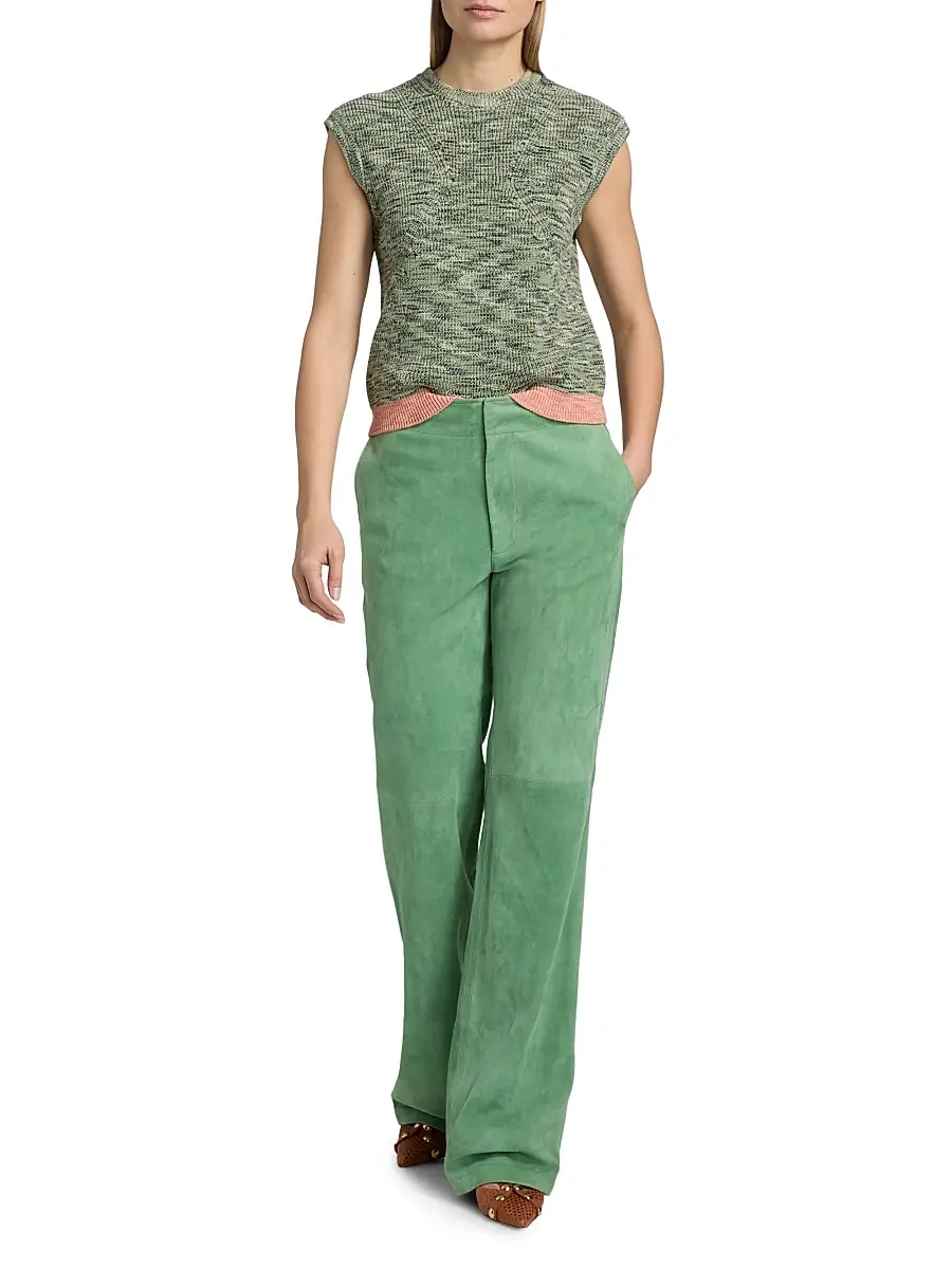 Ulla Johnson Women's Freja Suede Straight-Leg Pants | Thumbnail 2 Ulla Johnson Women's Freja Suede Straight-Leg Pants | Thumbnail 2