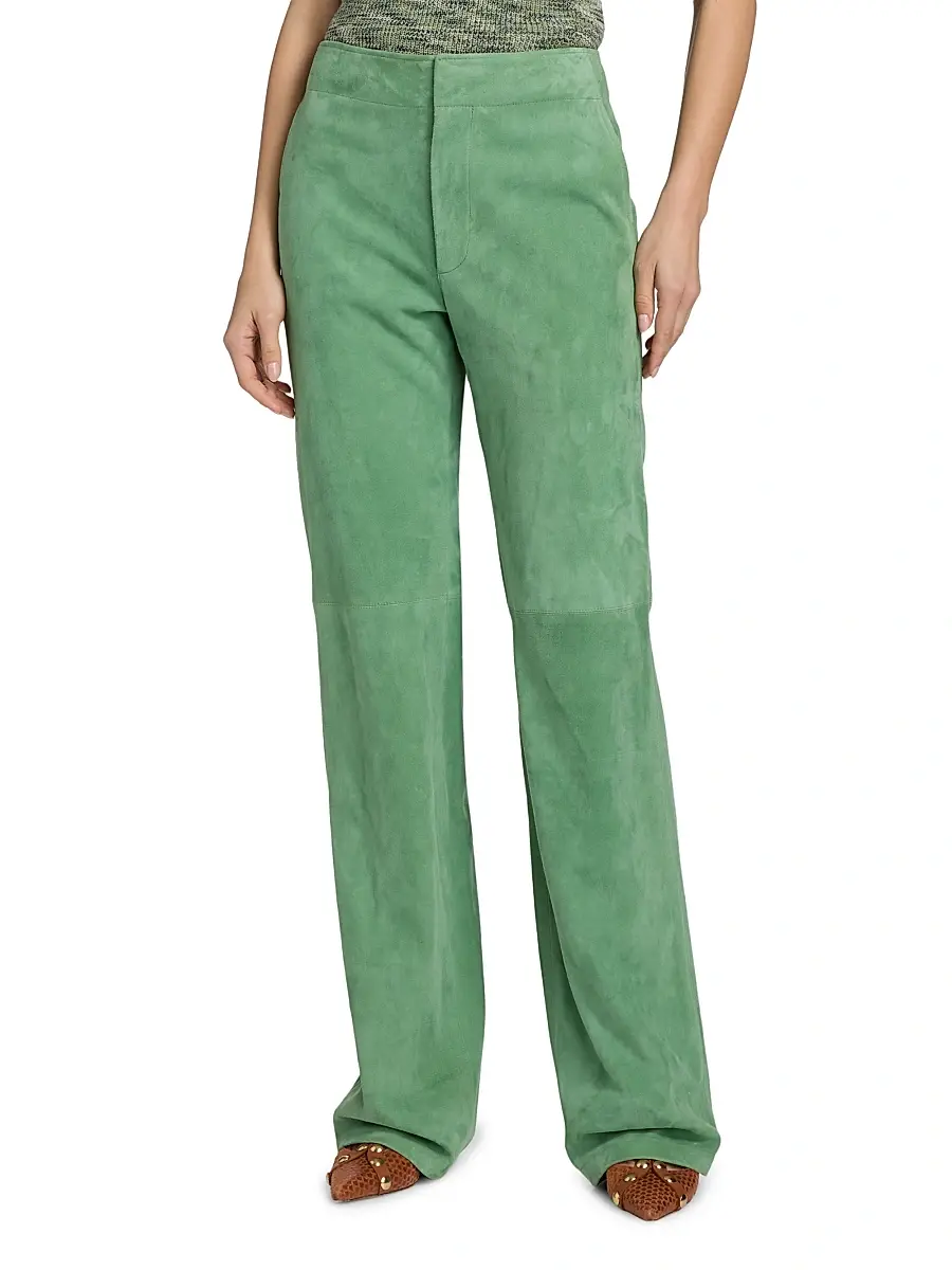 Ulla Johnson Women's Freja Suede Straight-Leg Pants | Thumbnail 3 Ulla Johnson Women's Freja Suede Straight-Leg Pants | Thumbnail 3
