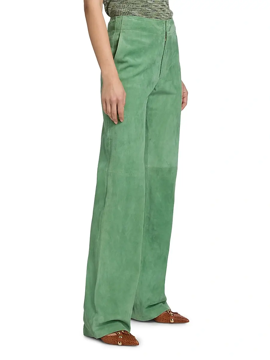 Ulla Johnson Women's Freja Suede Straight-Leg Pants | Thumbnail 4 Ulla Johnson Women's Freja Suede Straight-Leg Pants | Thumbnail 4