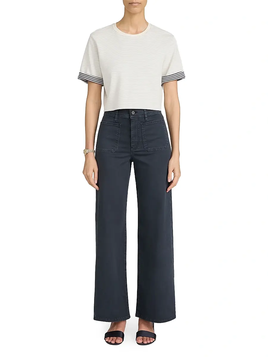 FRAME Women's Le Slim Palazzo Harbor Pocket Pants - Navy | Image 1 FRAME Women's Le Slim Palazzo Harbor Pocket Pants - Navy | Image 1