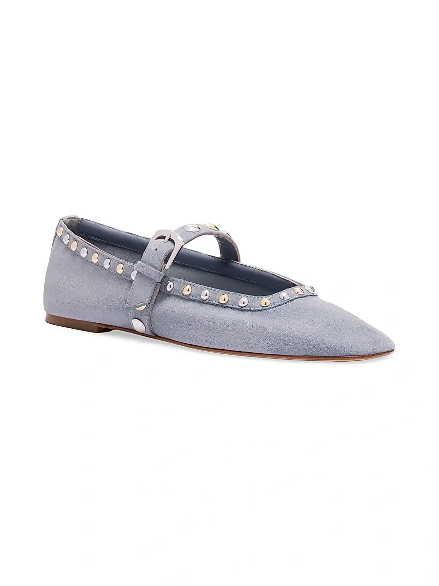 Stuart Weitzman Women's Perry Studded Suede Mary Janes | Thumbnail 2 Stuart Weitzman Women's Perry Studded Suede Mary Janes | Thumbnail 2