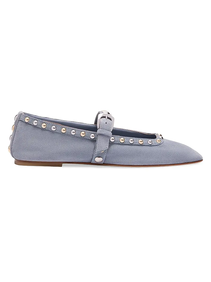 Stuart Weitzman Women's Perry Studded Suede Mary Janes - Breezy Blue | Image 1 Stuart Weitzman Women's Perry Studded Suede Mary Janes - Breezy Blue | Image 1