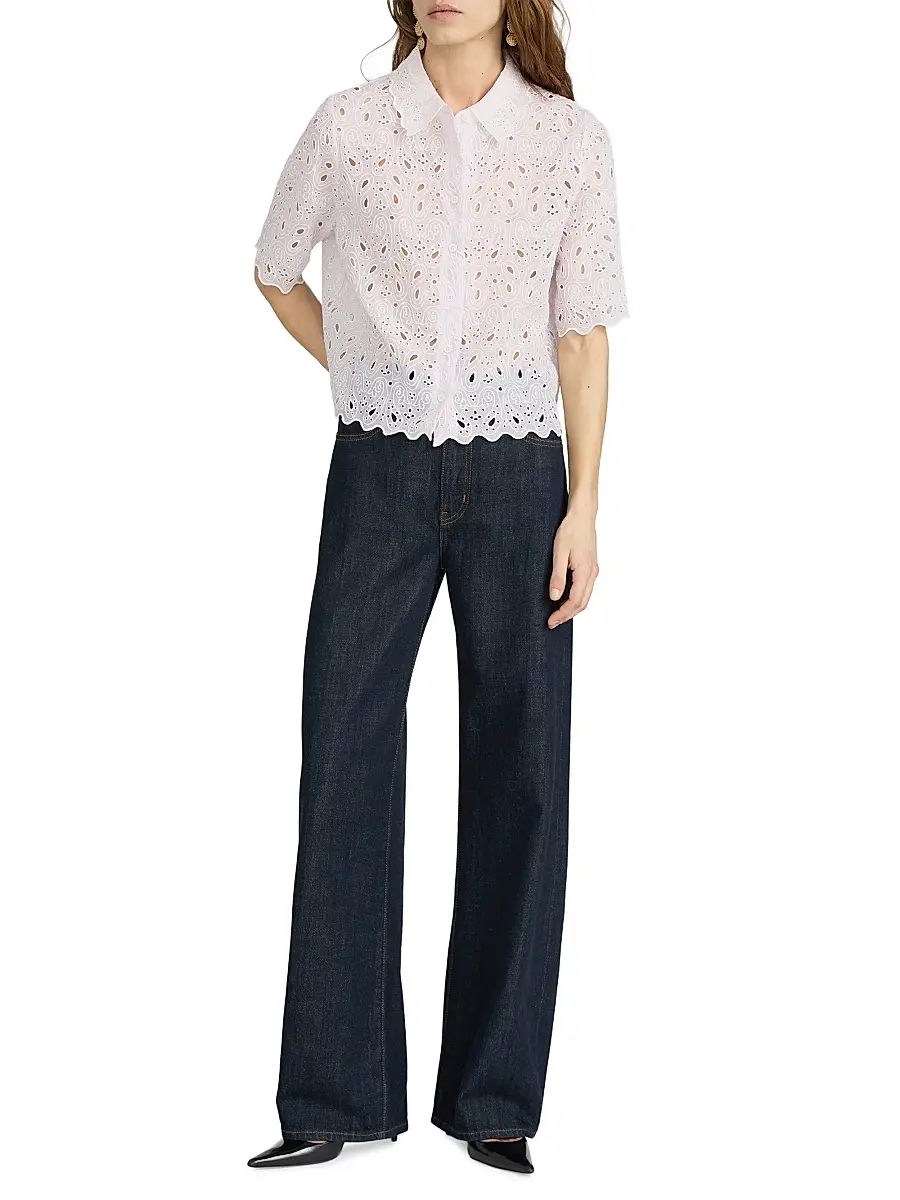 Frame Women's Paisley Eyelet Crop Shirt | Thumbnail 2
