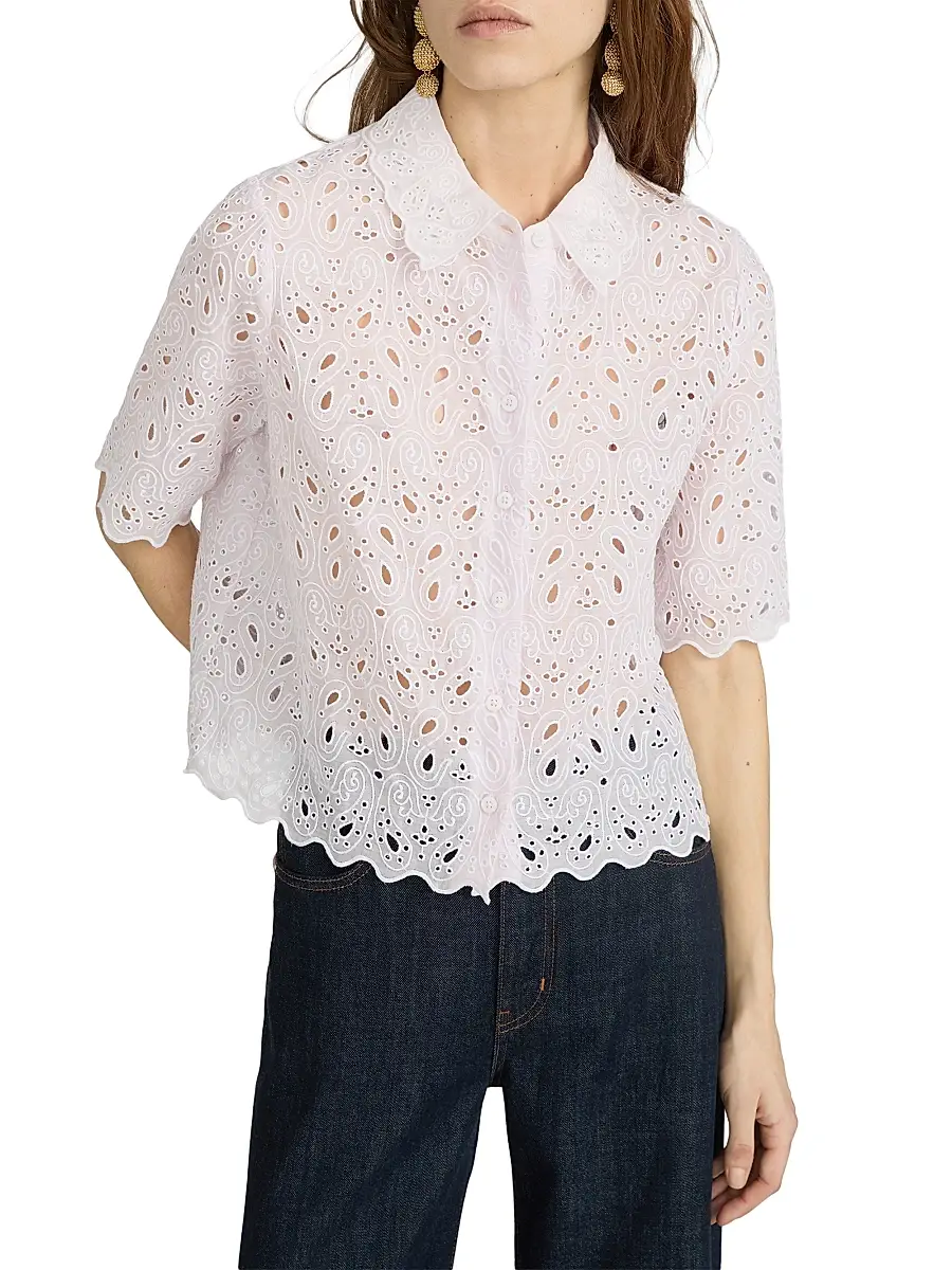 Frame Women's Paisley Eyelet Crop Shirt | Thumbnail 4