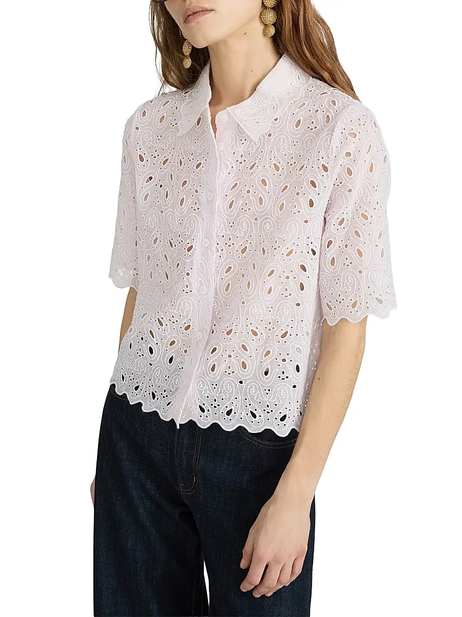 Frame Women's Paisley Eyelet Crop Shirt | Thumbnail 5