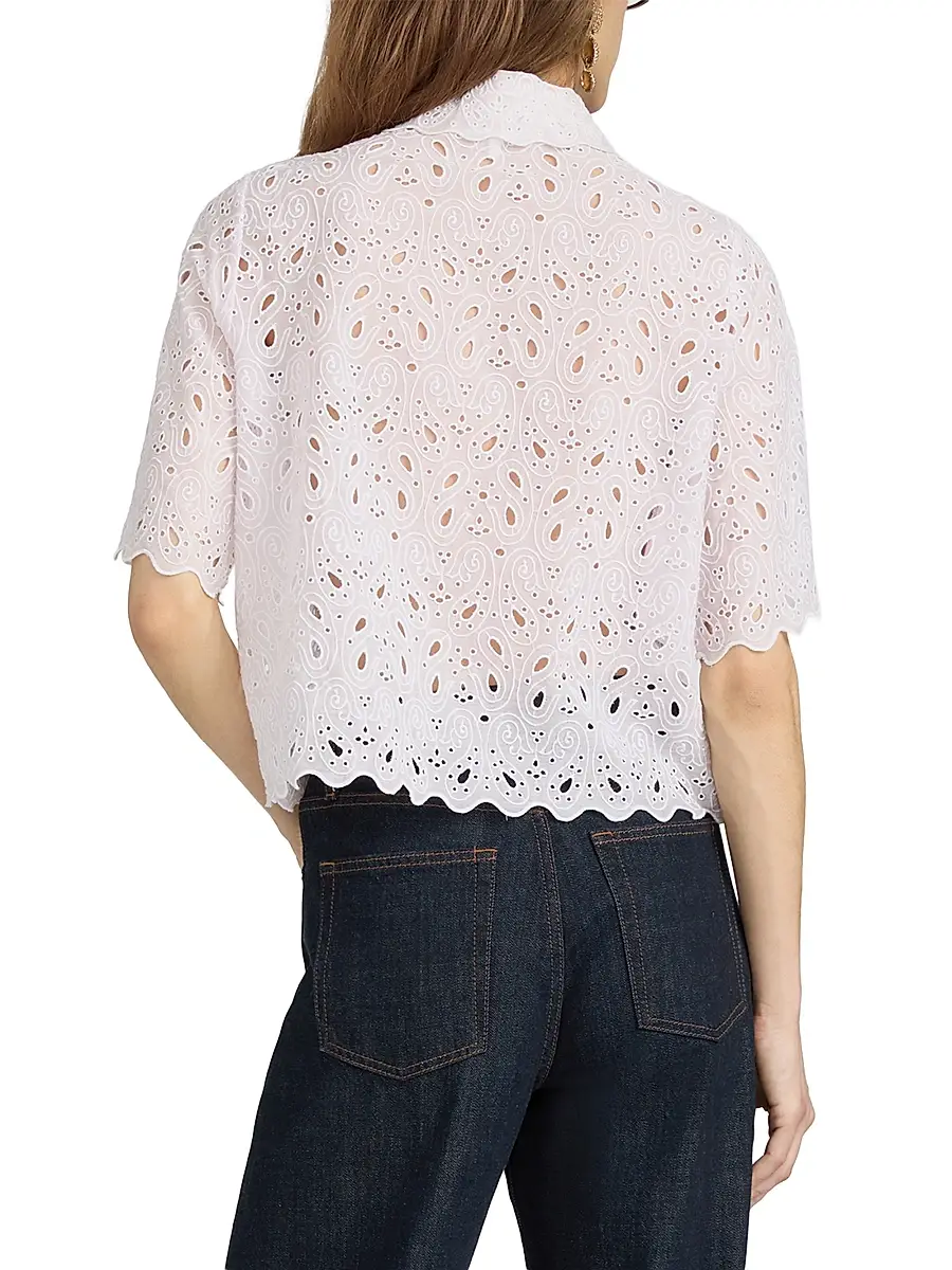 Frame Women's Paisley Eyelet Crop Shirt | Thumbnail 6