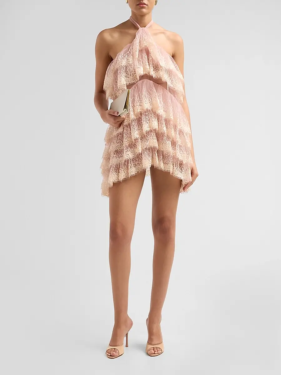 Aknvas Women's Angelica Ruffled Tiered Cocktail Mini Dress | Thumbnail 2