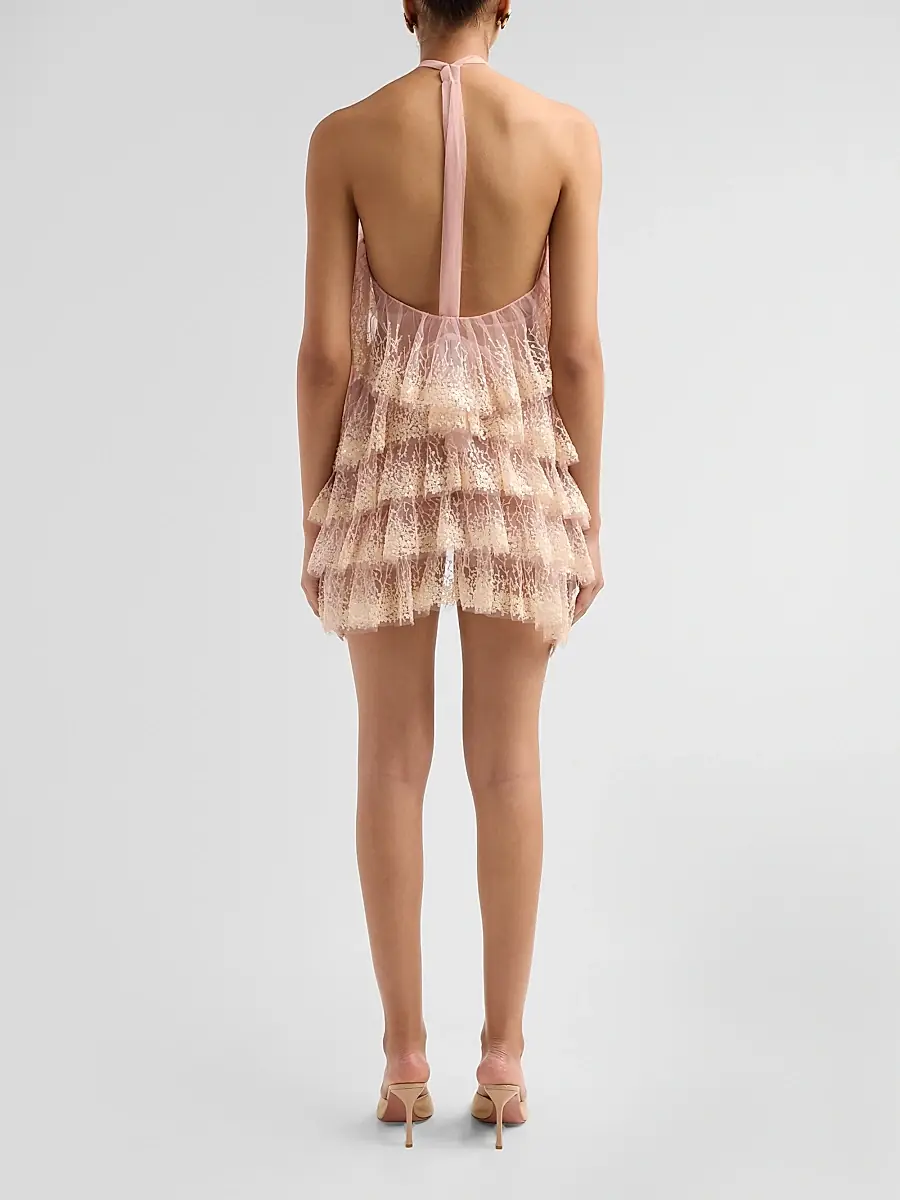 Aknvas Women's Angelica Ruffled Tiered Cocktail Mini Dress | Thumbnail 3