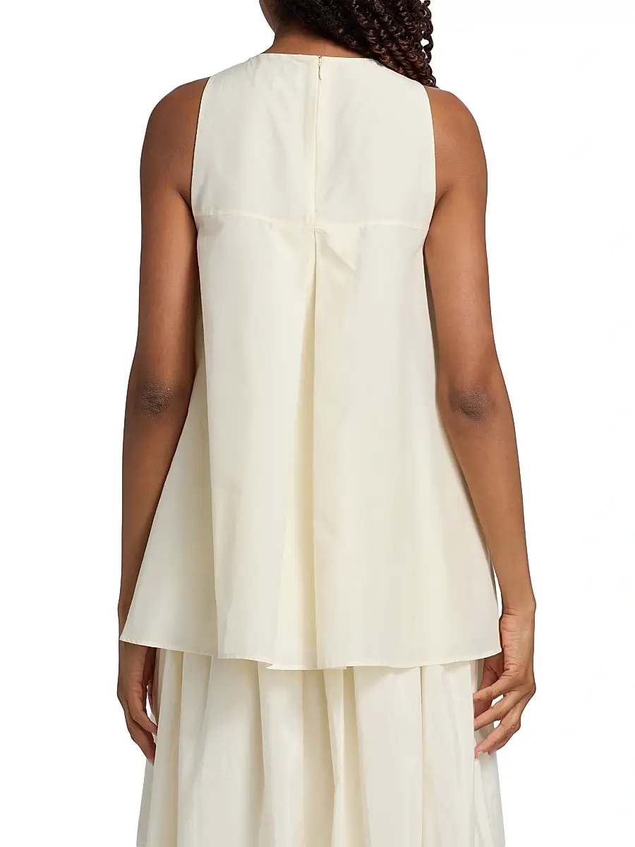 Loulou de Saison Women's Liao Cotton-Silk Pleated Neckline Blouse | Thumbnail 5 Loulou de Saison Women's Liao Cotton-Silk Pleated Neckline Blouse | Thumbnail 5