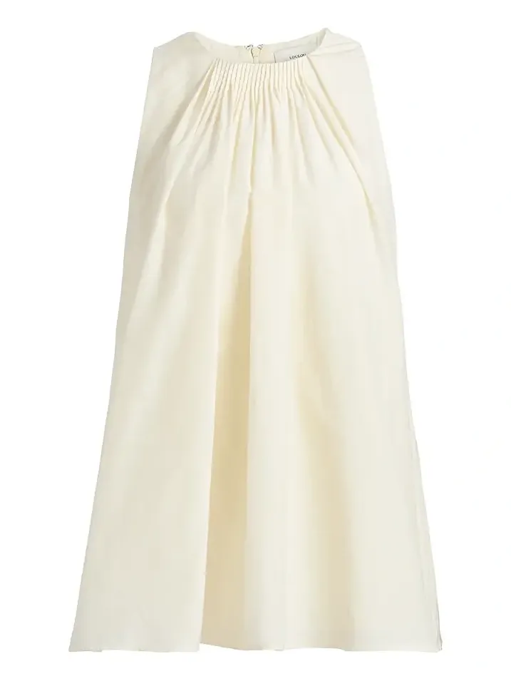 Women's Liao Cotton-Silk Pleated Neckline Blouse