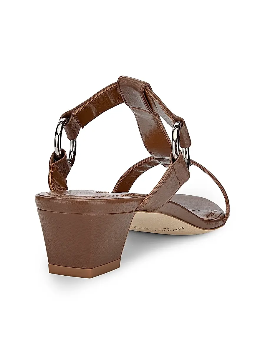 Manolo Blahnik Women's Miona Leather T-Bar Sandals | Thumbnail 3