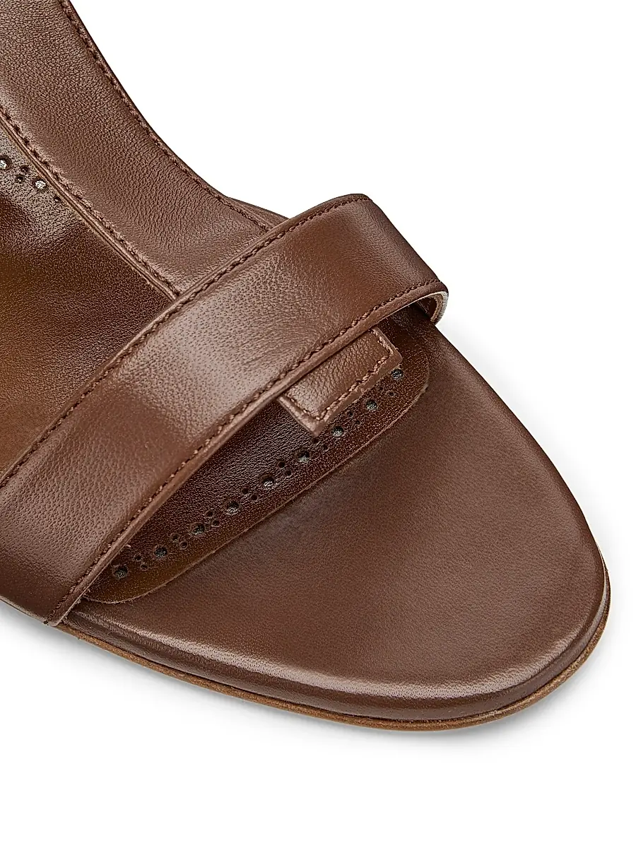 Manolo Blahnik Women's Miona Leather T-Bar Sandals | Thumbnail 5