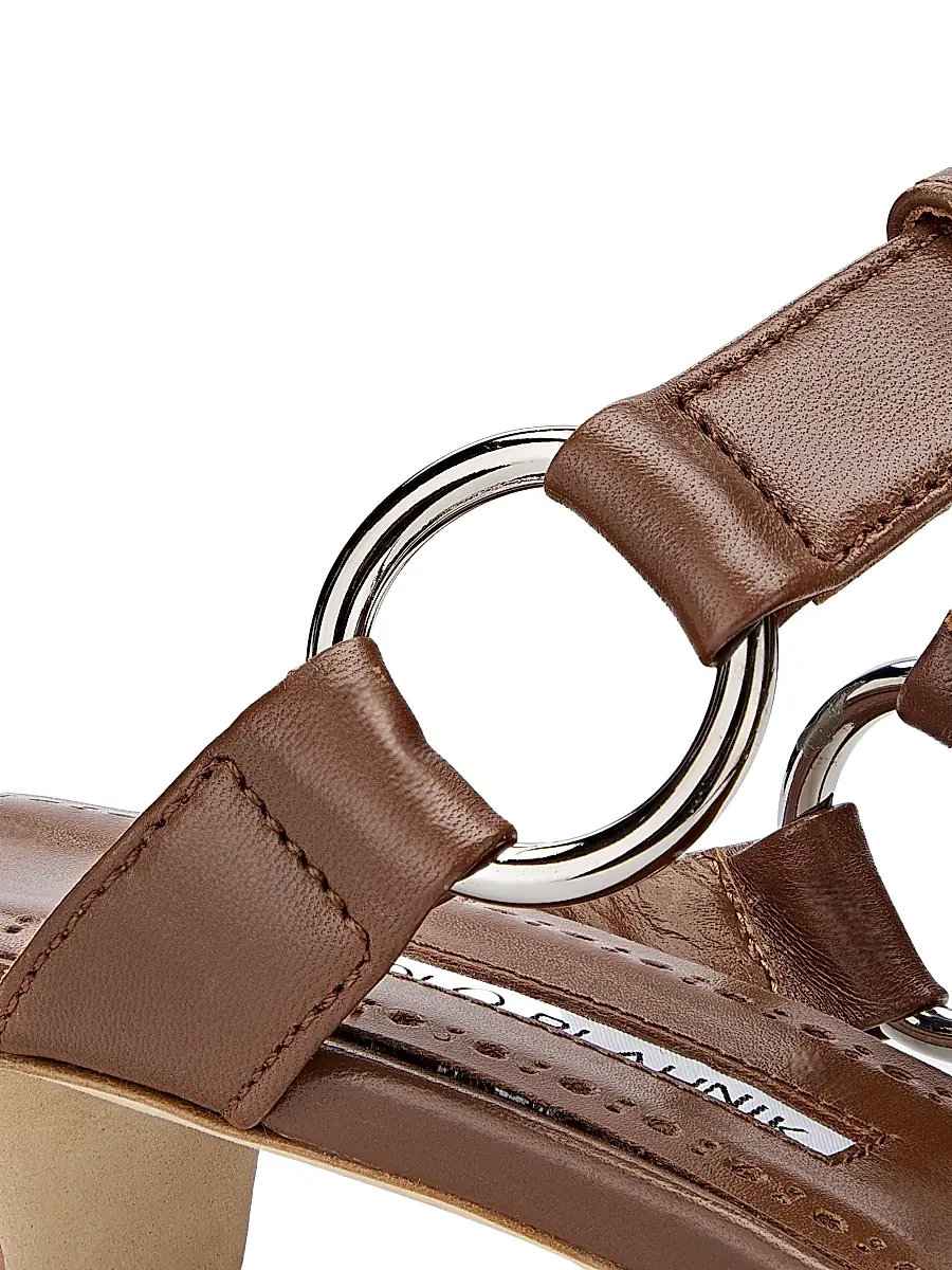 Manolo Blahnik Women's Miona Leather T-Bar Sandals | Thumbnail 6