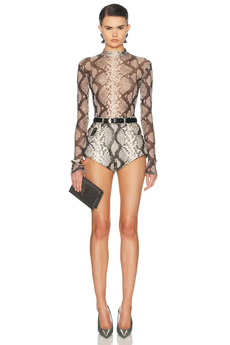 Lapointe Faux Stretch Python Mini Short | Thumbnail 5 Lapointe Faux Stretch Python Mini Short | Thumbnail 5