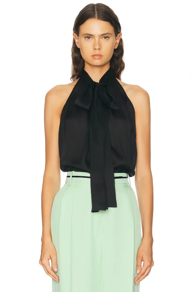 Tom Ford Monogram Silk Chiffon Halterneck Lavalliere Top | Image 1 Tom Ford Monogram Silk Chiffon Halterneck Lavalliere Top | Image 1