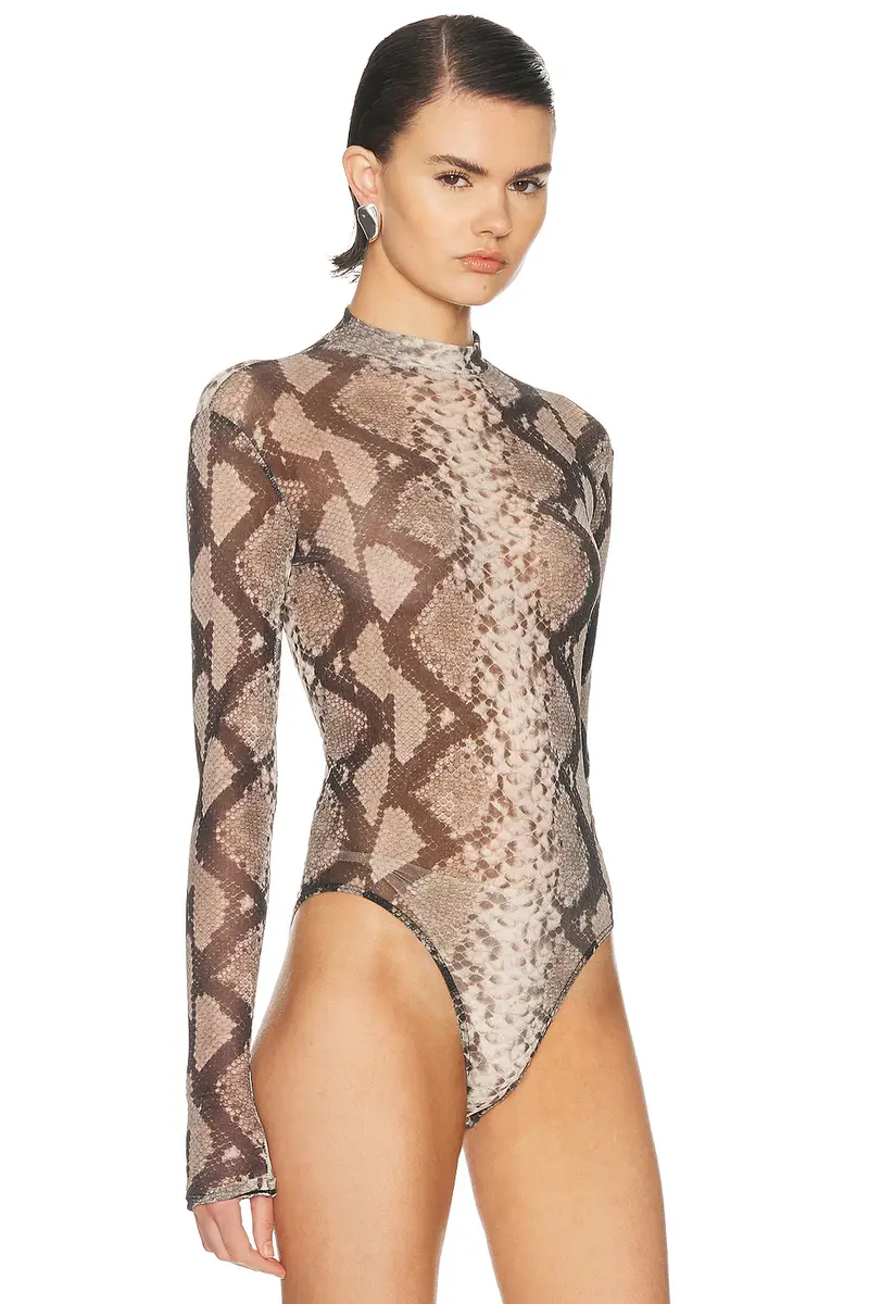 Lapointe Printed Mesh Mock Neck Bodysuit | Thumbnail 3 Lapointe Printed Mesh Mock Neck Bodysuit | Thumbnail 3