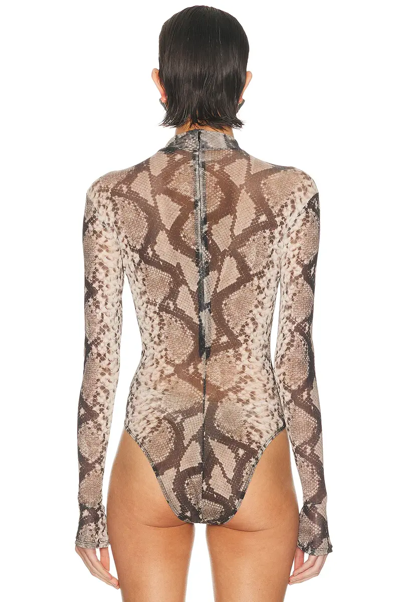 Lapointe Printed Mesh Mock Neck Bodysuit | Thumbnail 4 Lapointe Printed Mesh Mock Neck Bodysuit | Thumbnail 4