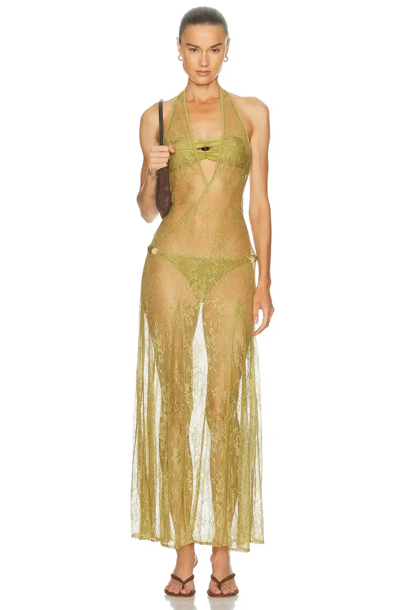 ADRIANA DEGREAS Lace Bare-back Maxi Dress | Image 1 ADRIANA DEGREAS Lace Bare-back Maxi Dress | Image 1