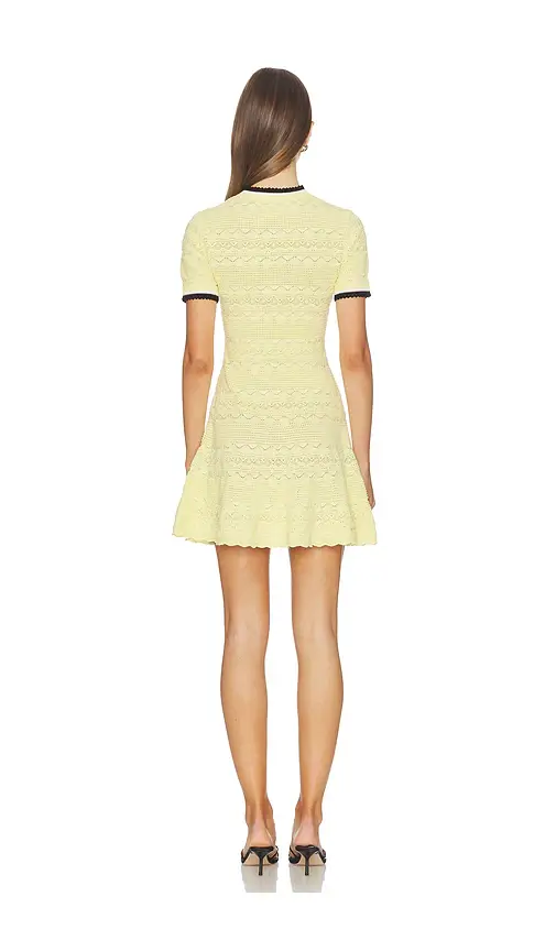 Self-Portrait Yellow Pointelle Knit Mini Dress | Thumbnail 3 Self-Portrait Yellow Pointelle Knit Mini Dress | Thumbnail 3