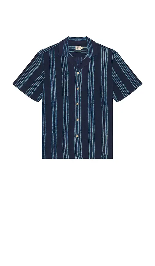 Faherty Short Sleeve Indigo Camp Shirt | Thumbnail 4 Faherty Short Sleeve Indigo Camp Shirt | Thumbnail 4