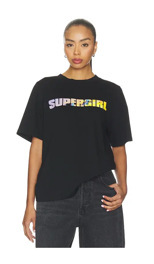 David Koma Supergirl Print Short Sleeve T-shirt | Thumbnail 2 David Koma Supergirl Print Short Sleeve T-shirt | Thumbnail 2