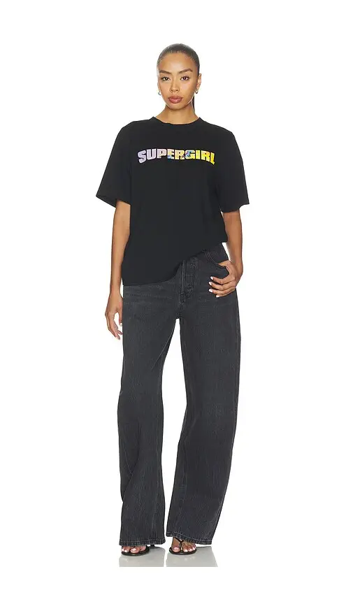 David Koma Supergirl Print Short Sleeve T-shirt | Thumbnail 4 David Koma Supergirl Print Short Sleeve T-shirt | Thumbnail 4