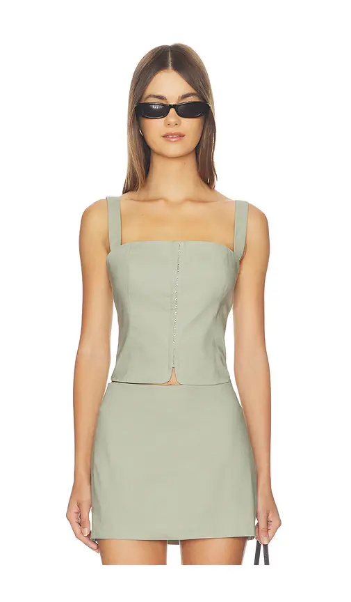 GOOD AMERICAN The Linen Corset Top | Image 1 GOOD AMERICAN The Linen Corset Top | Image 1