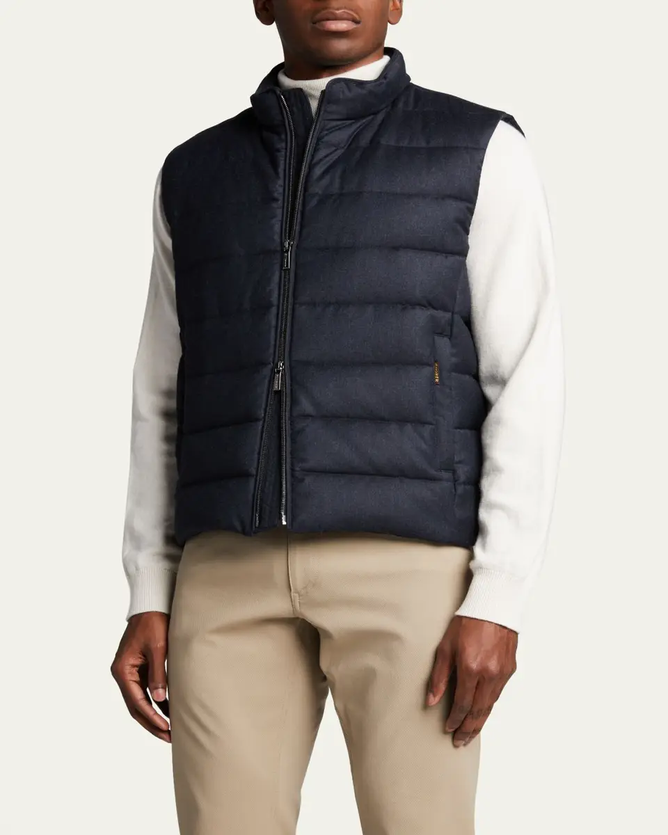 Moorer Men's Flannel Down Vest | Thumbnail 4