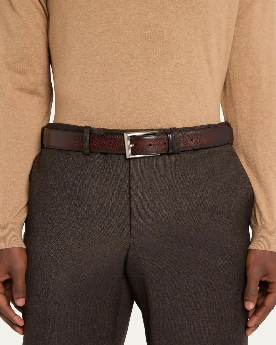 Magnanni Men's Rocas Pebbled Leather Belt | Thumbnail 3