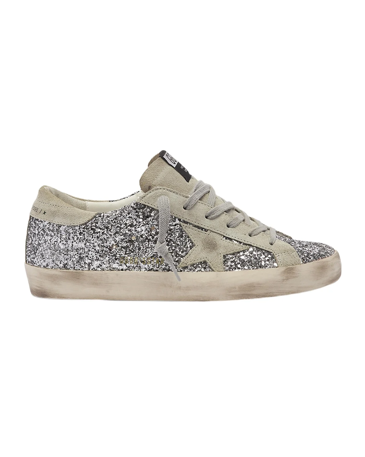Golden Goose Superstar Suede Glitter Low-Top Sneakers