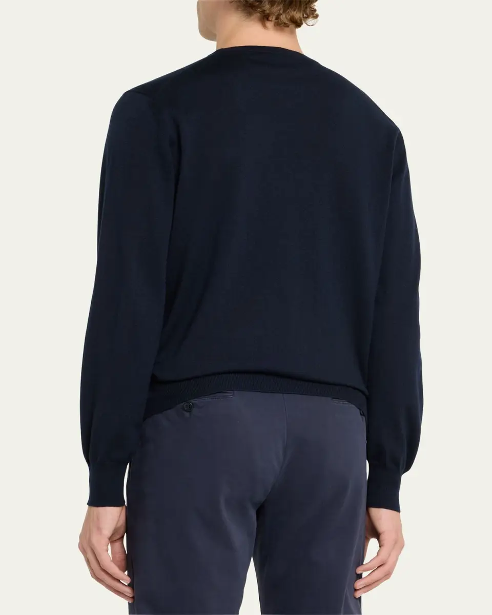 Loro Piana Men's Girocollo Cash Light Crewneck Sweater | Thumbnail 3