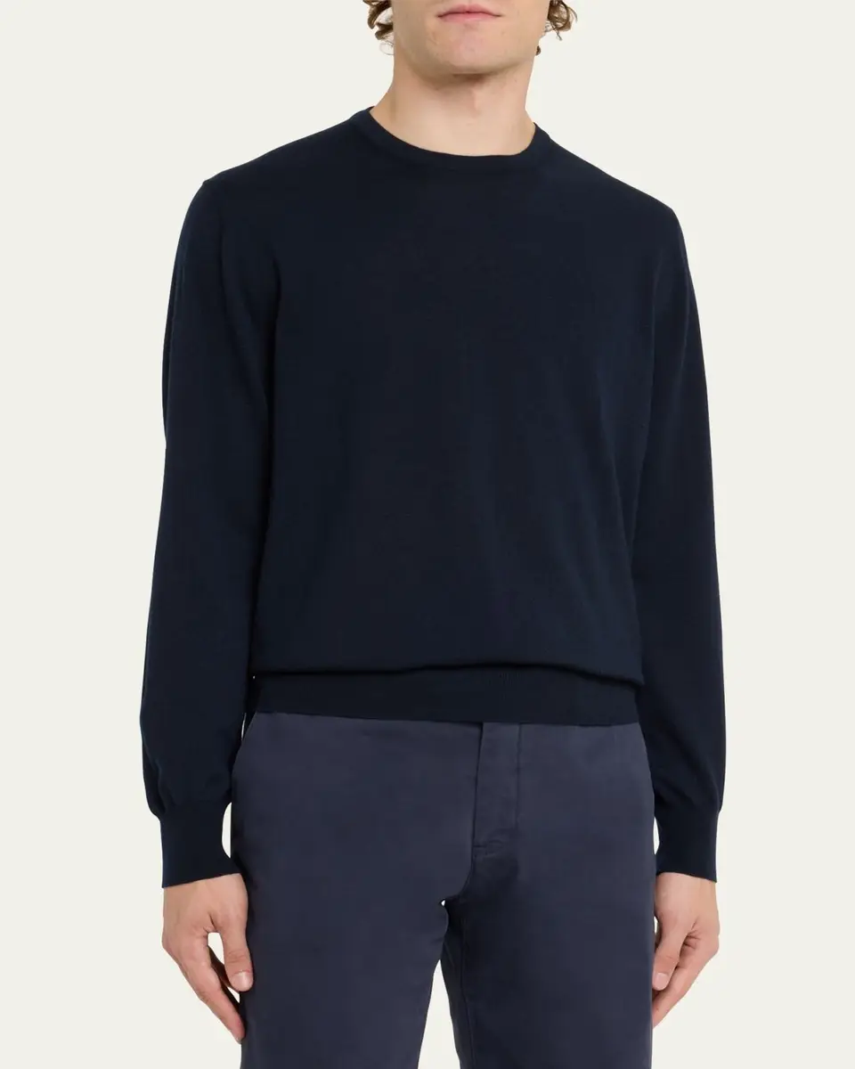 Loro Piana Men's Girocollo Cash Light Crewneck Sweater | Thumbnail 4