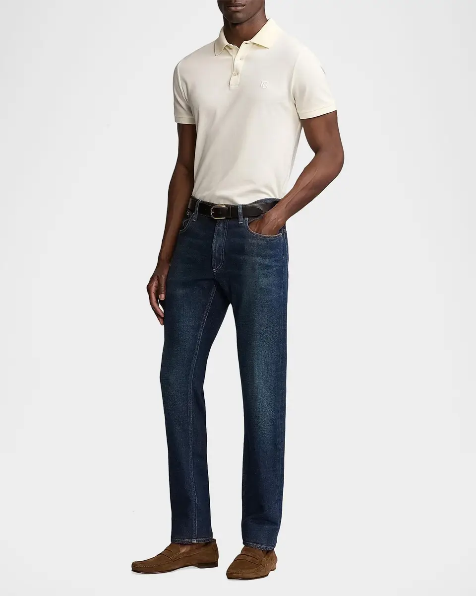 Ralph Lauren Purple Label Men's Custom Slim Fit Piqué Polo Shirt | Thumbnail 2 Ralph Lauren Purple Label Men's Custom Slim Fit Piqué Polo Shirt | Thumbnail 2