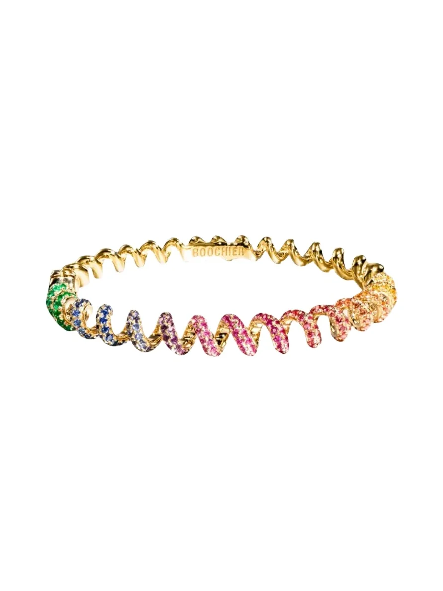 18K Yellow Gold Sapphire Rainbow Slinkee Bangle 18K Yellow Gold Sapphire Rainbow Slinkee Bangle