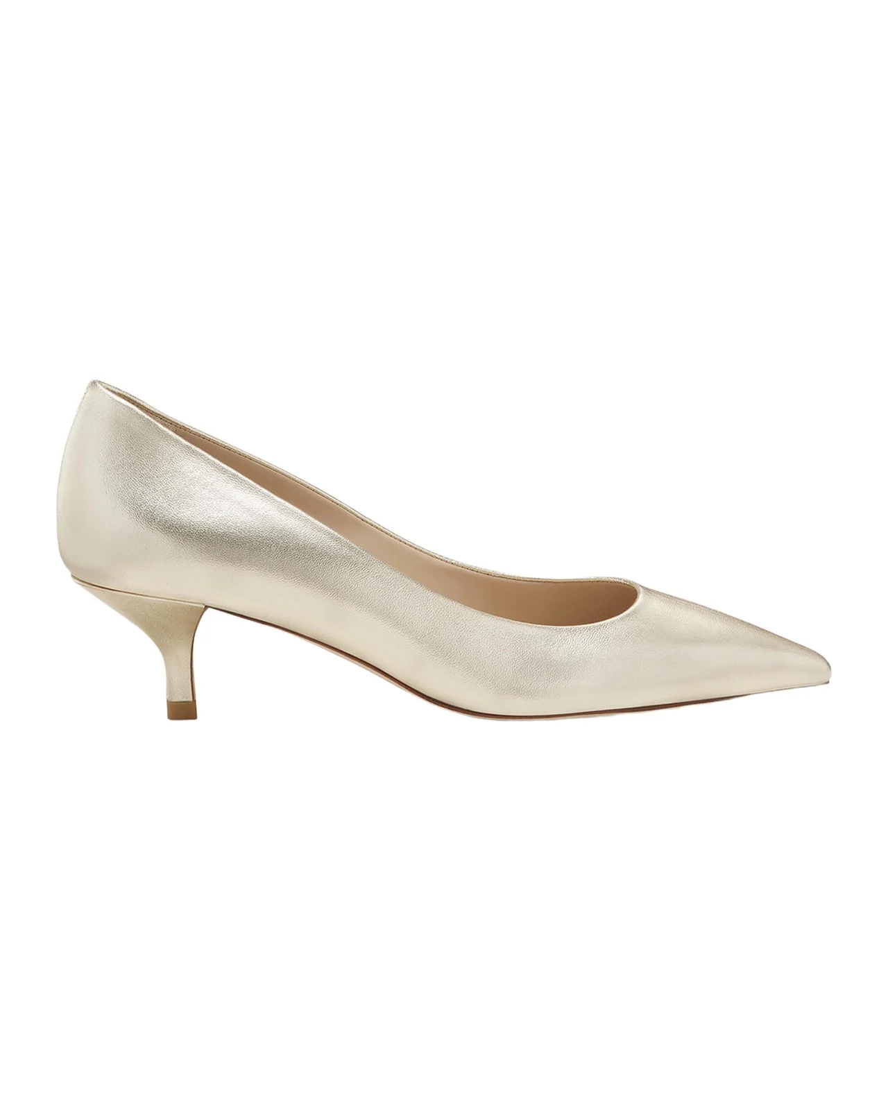 Stuart Metallic Leather Kitten-Heel Pumps Stuart Metallic Leather Kitten-Heel Pumps