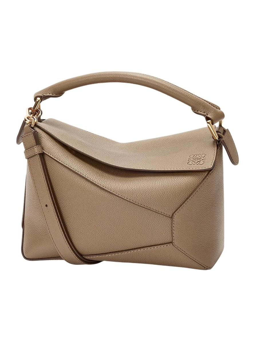 Puzzle Edge Small Top-Handle Bag in Grain Leather
