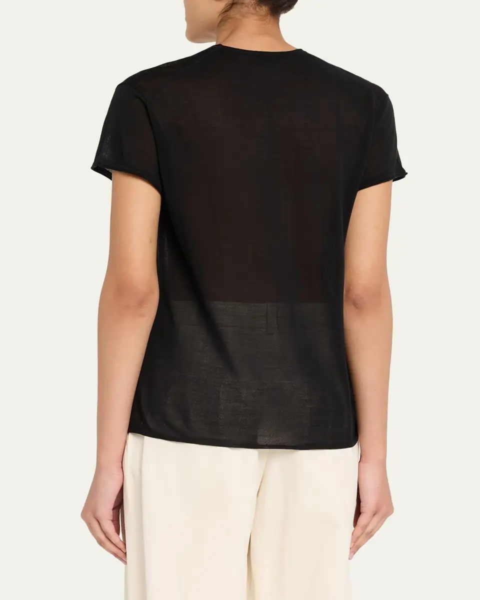 Toteme Short-Sleeved Silk and Cotton T-Shirt | Thumbnail 3 Toteme Short-Sleeved Silk and Cotton T-Shirt | Thumbnail 3
