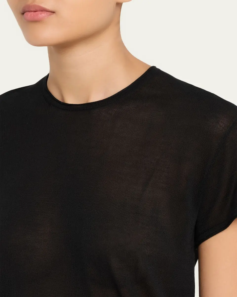 Toteme Short-Sleeved Silk and Cotton T-Shirt | Thumbnail 5 Toteme Short-Sleeved Silk and Cotton T-Shirt | Thumbnail 5